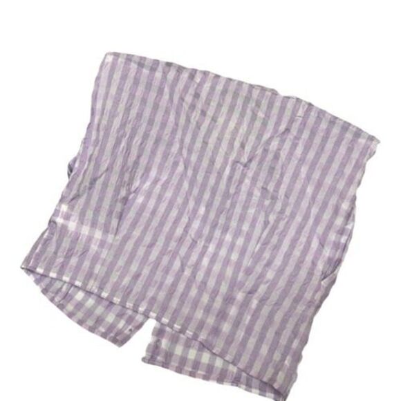 Zara Gingham Crop Top Button Down Blouse Shoulder Pads‎ Bright Pastel - Picture 7 of 11